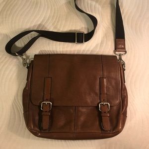 FOSSIL MESSENGER BAG - LEATHER - BROWN 14"x11"x3"